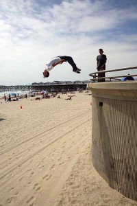 Bonestalone back flip. Pacific Beach. Photo: Cmart